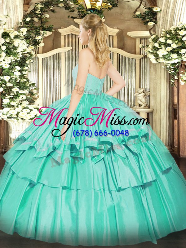 wholesale captivating organza sleeveless floor length 15 quinceanera dress and beading and lace and ruffled layers