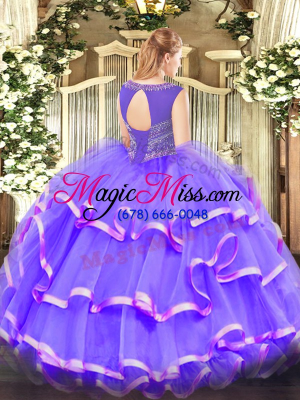 wholesale fashion aqua blue organza lace up quinceanera dress sleeveless floor length beading and ruffled layers