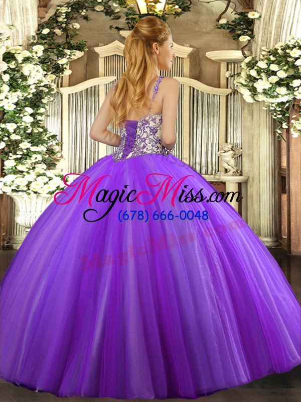 wholesale attractive straps sleeveless lace up sweet 16 quinceanera dress lavender tulle