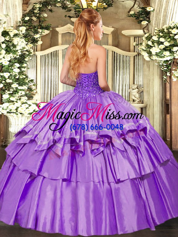 wholesale chic beading and ruffles quinceanera gowns lavender lace up sleeveless floor length
