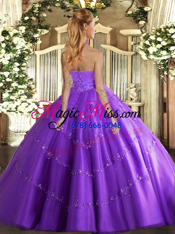 wholesale tulle sleeveless floor length quinceanera gown and appliques