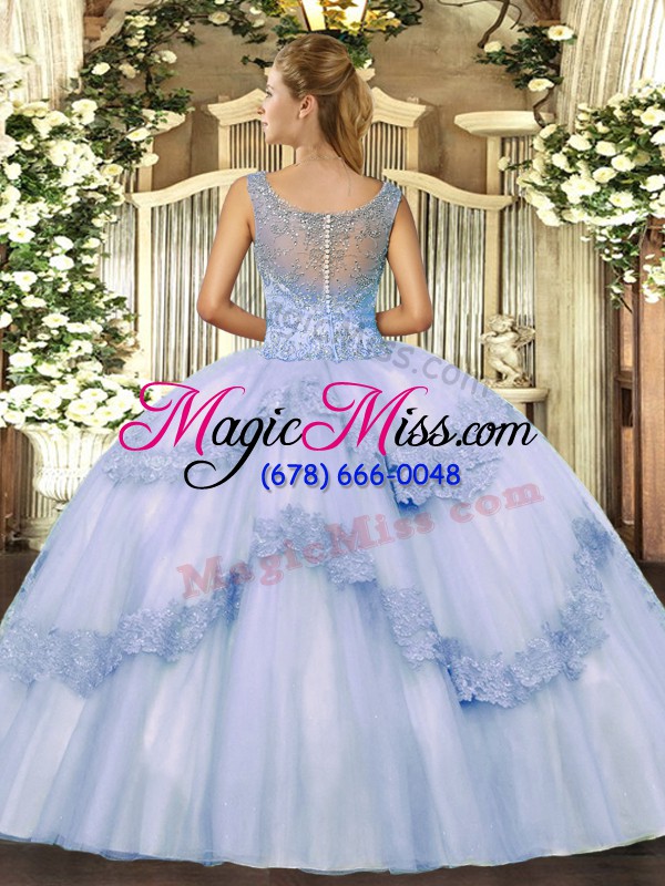 wholesale lavender clasp handle scoop beading and appliques quinceanera dresses tulle sleeveless