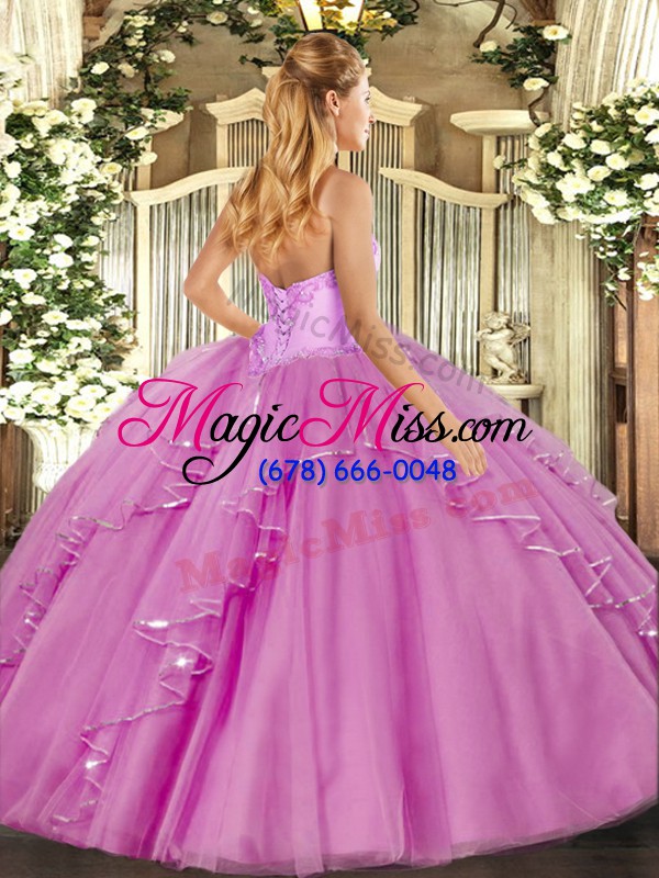 wholesale lavender sleeveless tulle lace up vestidos de quinceanera for military ball and sweet 16 and quinceanera