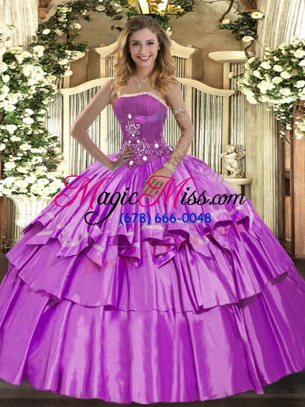 wholesale hot selling floor length ball gowns sleeveless lilac quinceanera gown lace up