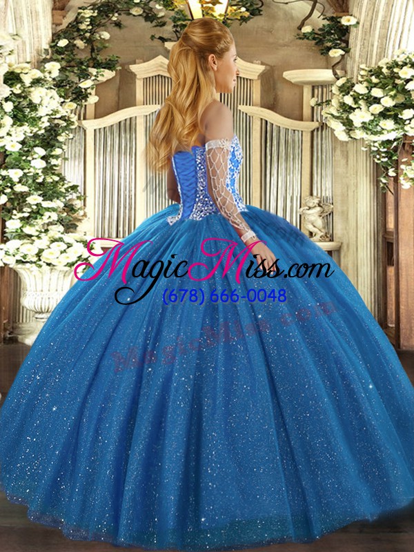 wholesale ball gowns sweet 16 quinceanera dress royal blue sweetheart tulle sleeveless floor length lace up