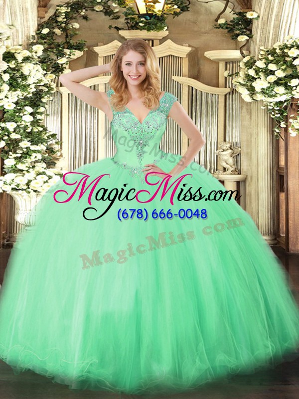 wholesale pretty floor length ball gowns sleeveless apple green sweet 16 dresses lace up