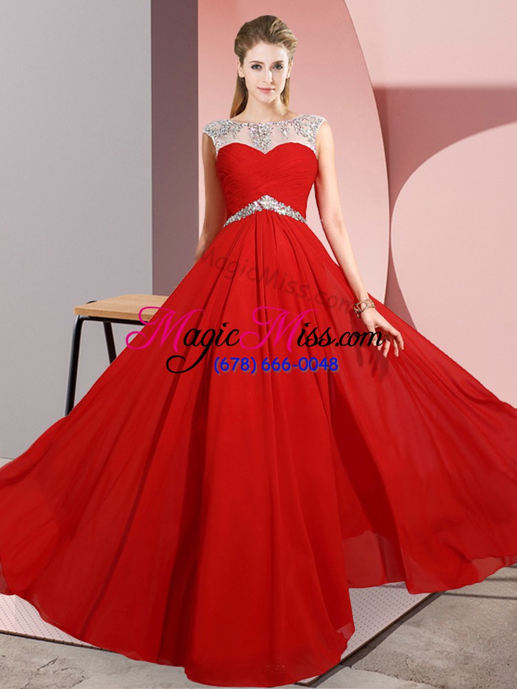 wholesale glittering red sleeveless chiffon clasp handle for prom and party