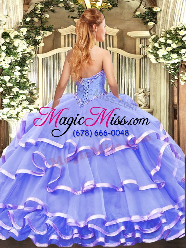 wholesale fine rose pink lace up strapless appliques and ruffled layers quinceanera gown organza sleeveless