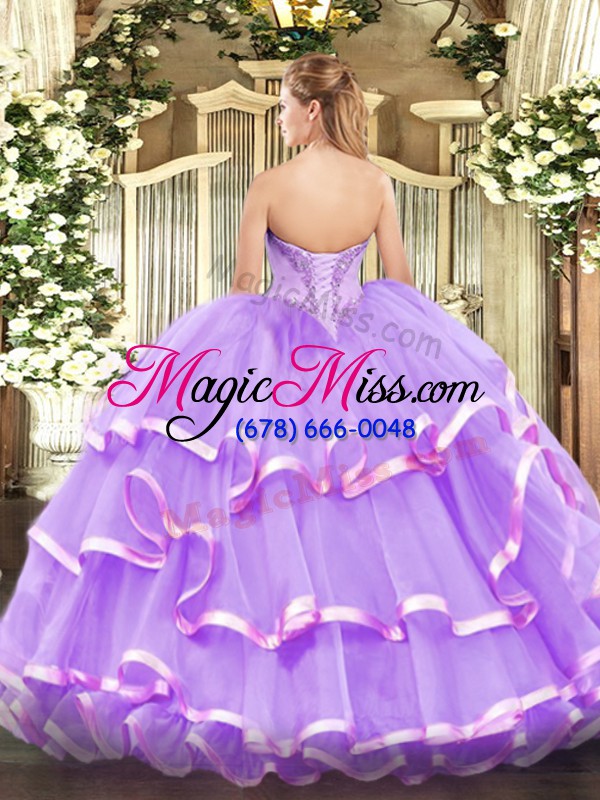 wholesale sleeveless beading and ruffled layers lace up sweet 16 dress