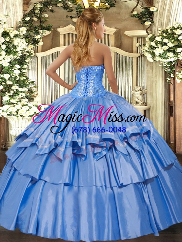 wholesale attractive lavender organza and taffeta lace up sweetheart sleeveless floor length quinceanera gowns beading and ruffled layers