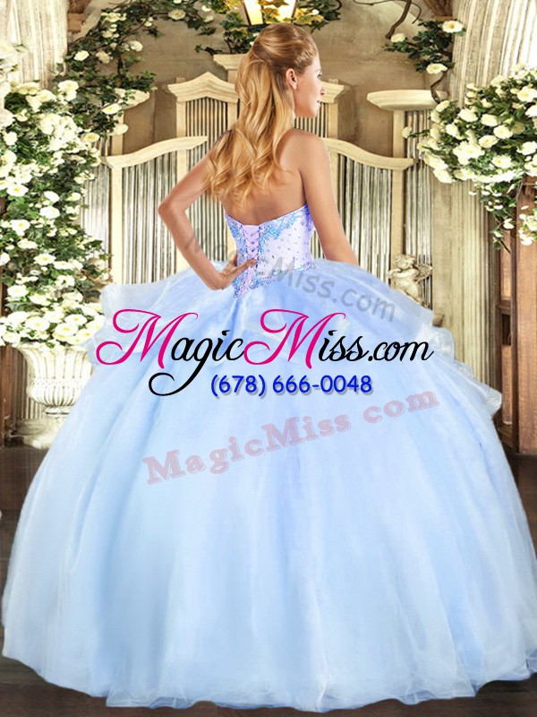 wholesale latest light blue lace up sweetheart beading quinceanera gowns organza sleeveless