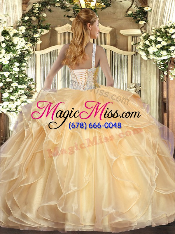 wholesale flare floor length champagne vestidos de quinceanera high-neck sleeveless lace up