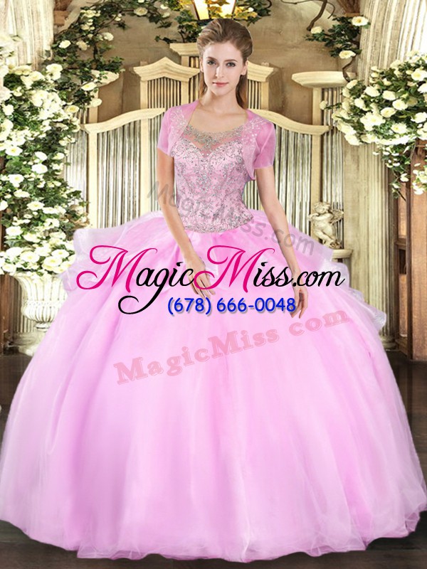 wholesale floor length clasp handle quinceanera gown baby pink for military ball and sweet 16 and quinceanera with beading and ruffles