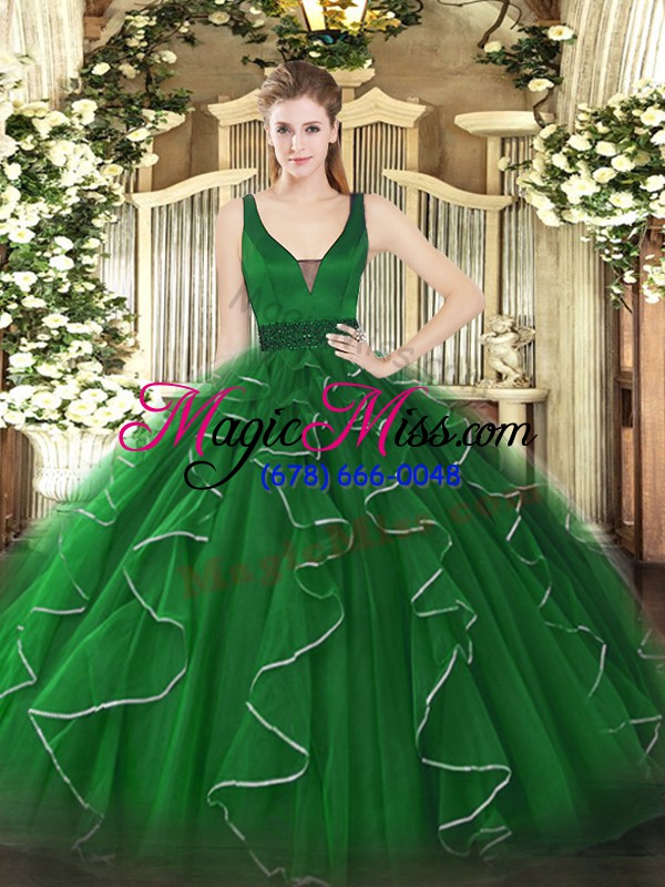 wholesale floor length ball gowns sleeveless green sweet 16 quinceanera dress zipper