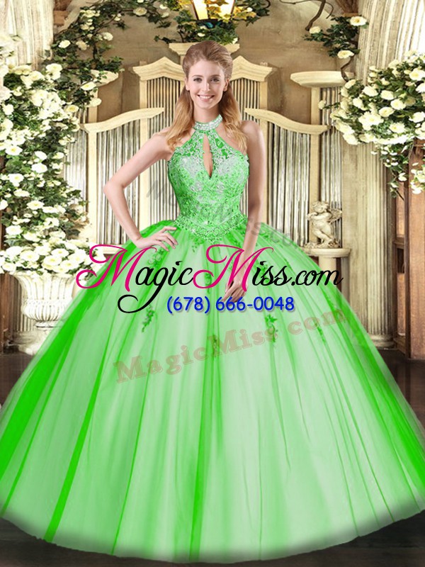 wholesale luxurious lace and appliques quinceanera gown lace up sleeveless floor length