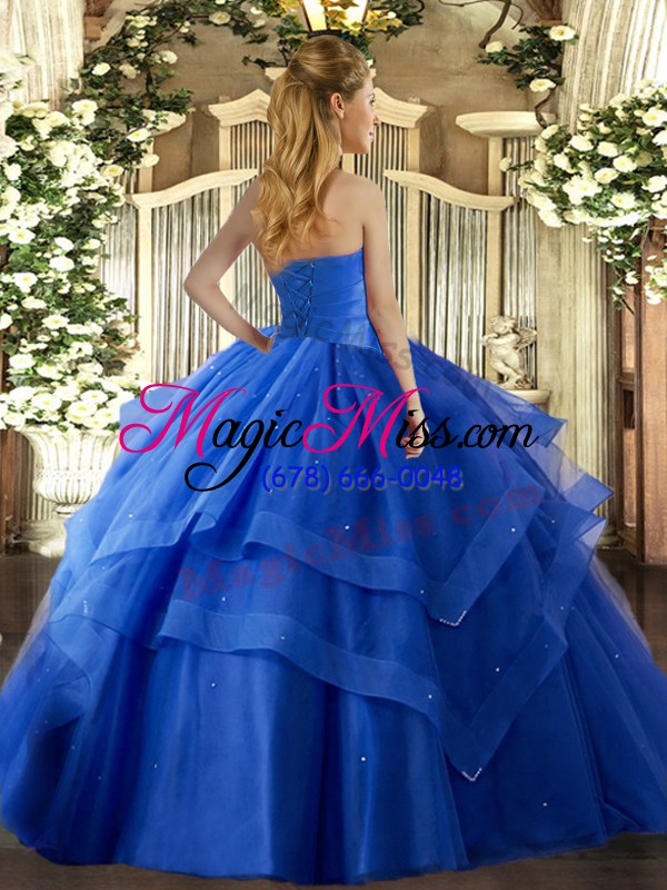 wholesale smart fuchsia lace up quinceanera dresses ruffled layers sleeveless floor length