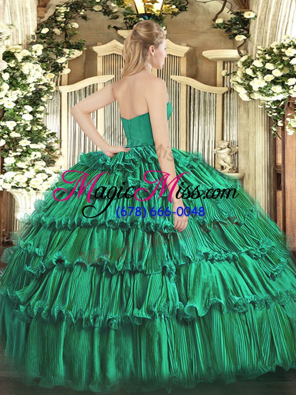 wholesale sleeveless organza floor length zipper sweet 16 dress in royal blue with ruffled layers