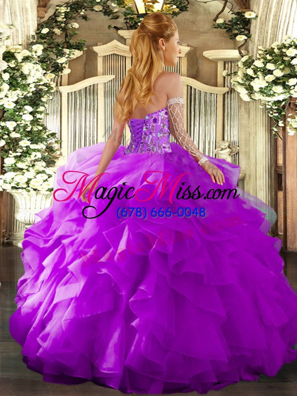 wholesale noble sweetheart sleeveless organza vestidos de quinceanera embroidery and ruffles lace up
