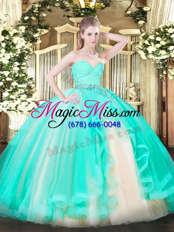 wholesale fashionable apple green sleeveless tulle zipper quince ball gowns for military ball and sweet 16 and quinceanera