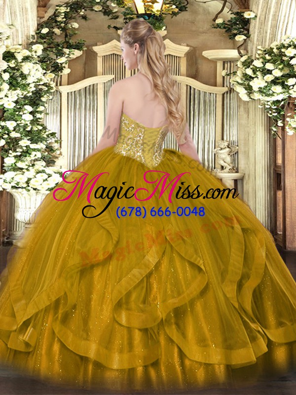 wholesale luxurious sleeveless floor length beading and ruffles lace up sweet 16 dress
