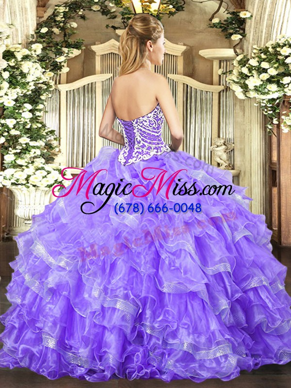 wholesale classical lilac ball gowns beading and ruffled layers quinceanera gown lace up organza sleeveless floor length