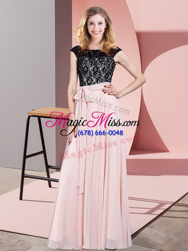 wholesale sophisticated floor length baby pink homecoming dress scoop sleeveless lace up