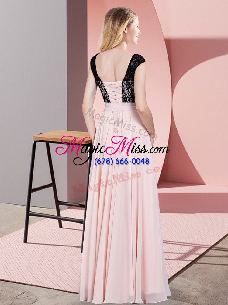 wholesale sophisticated floor length baby pink homecoming dress scoop sleeveless lace up