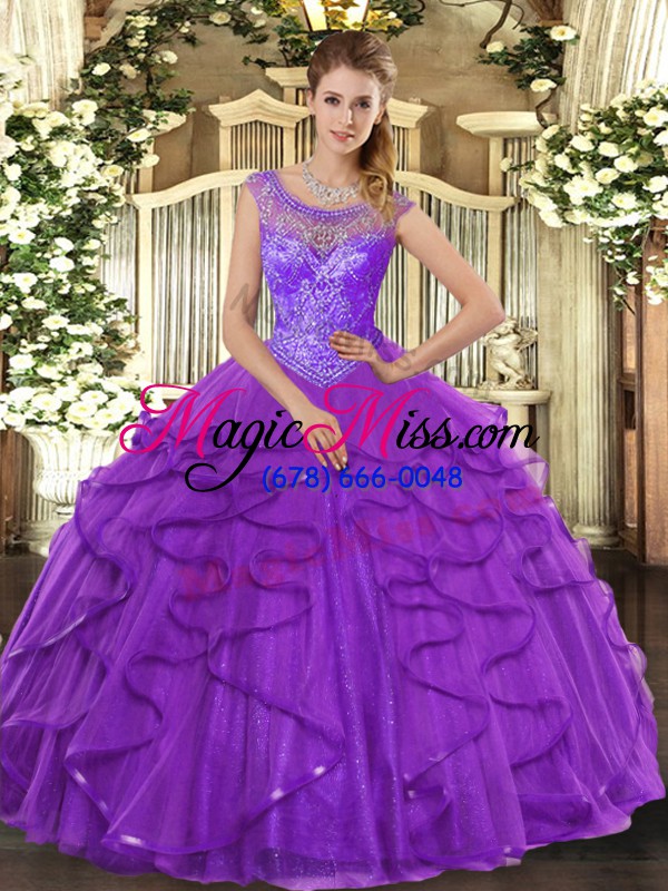 wholesale colorful floor length lace up 15 quinceanera dress purple for sweet 16 and quinceanera with beading and ruffles