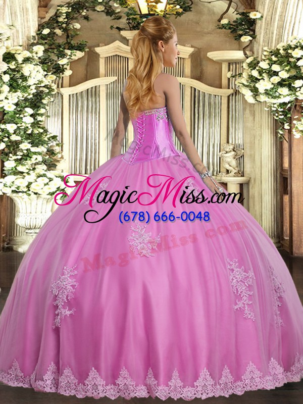 wholesale sweetheart sleeveless quinceanera gown floor length beading and appliques lavender tulle