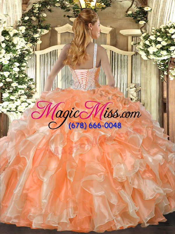 wholesale fantastic rose pink lace up high-neck beading and ruffles quinceanera gown organza sleeveless