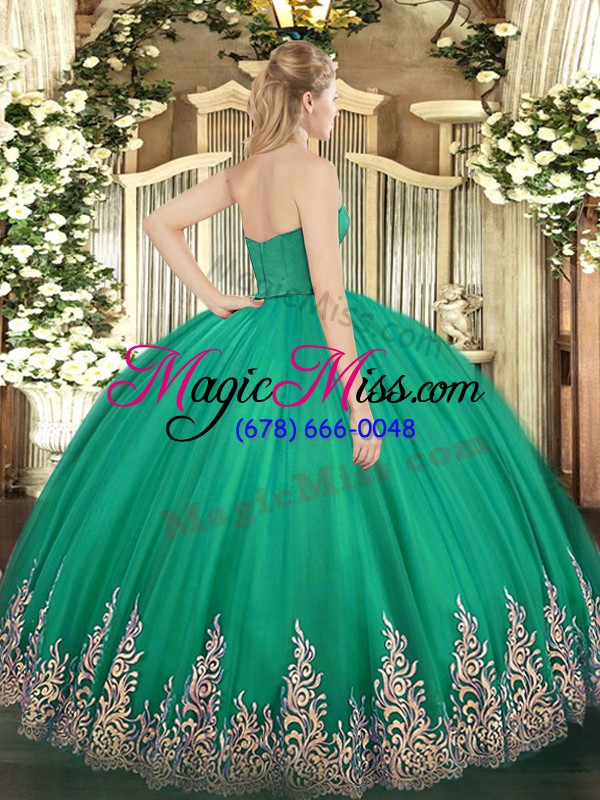 wholesale fuchsia sleeveless floor length appliques zipper quinceanera gown