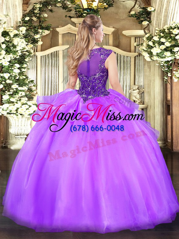 wholesale peach ball gowns organza scoop sleeveless beading floor length zipper ball gown prom dress