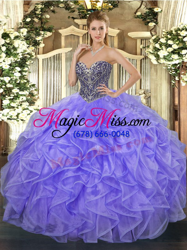 wholesale sleeveless beading and ruffles lace up quinceanera dress