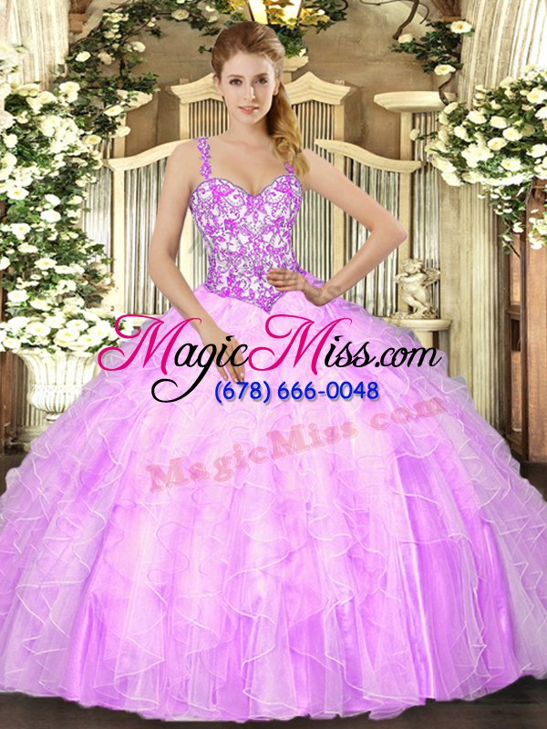 wholesale clearance lilac straps lace up beading and ruffles 15 quinceanera dress sleeveless