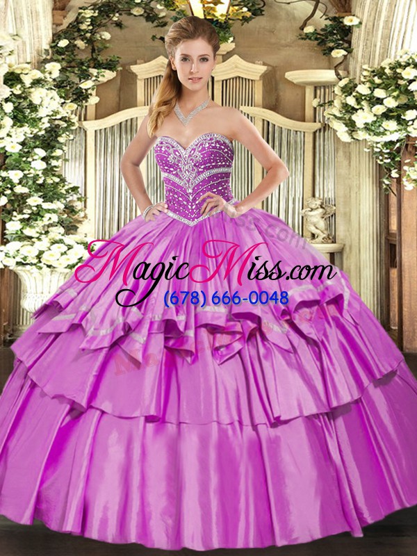 wholesale affordable sleeveless beading and ruffled layers lace up vestidos de quinceanera