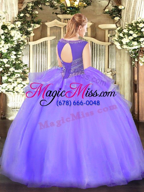 wholesale cheap lavender organza lace up scoop sleeveless floor length sweet 16 quinceanera dress beading