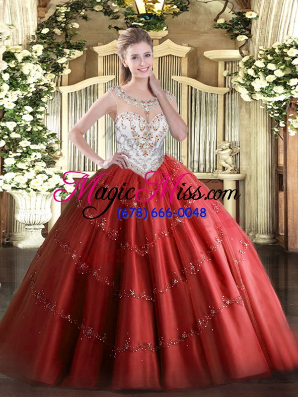 wholesale vintage floor length ball gowns sleeveless red 15th birthday dress zipper