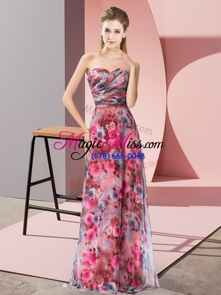 wholesale new style sweetheart sleeveless prom dress floor length pattern multi-color chiffon