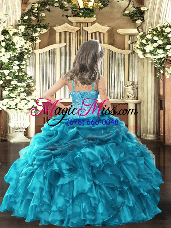 wholesale classical rust red ball gowns appliques and ruffles little girls pageant gowns lace up organza sleeveless floor length