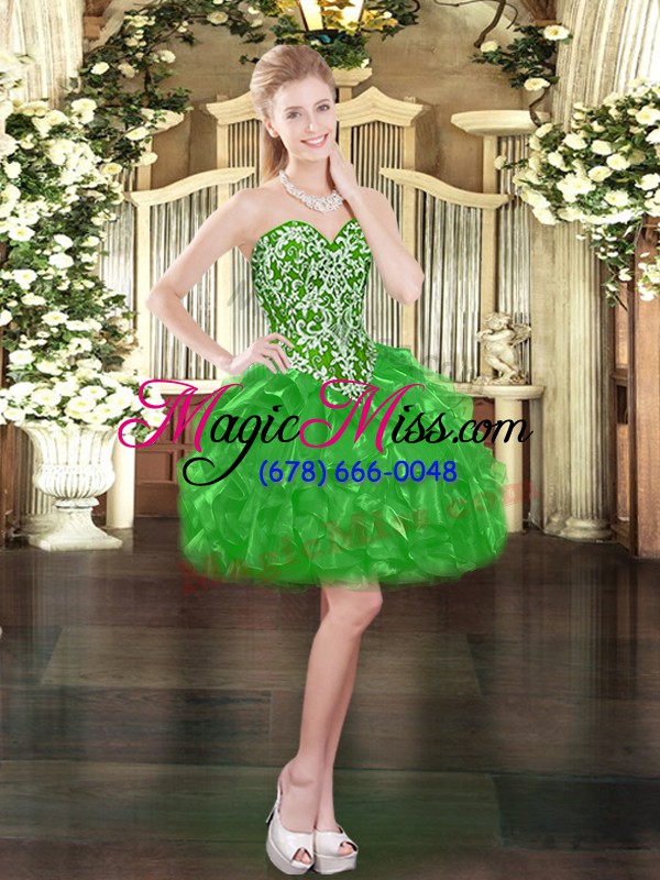 wholesale noble green sweetheart neckline beading and ruffles sweet 16 dresses sleeveless lace up