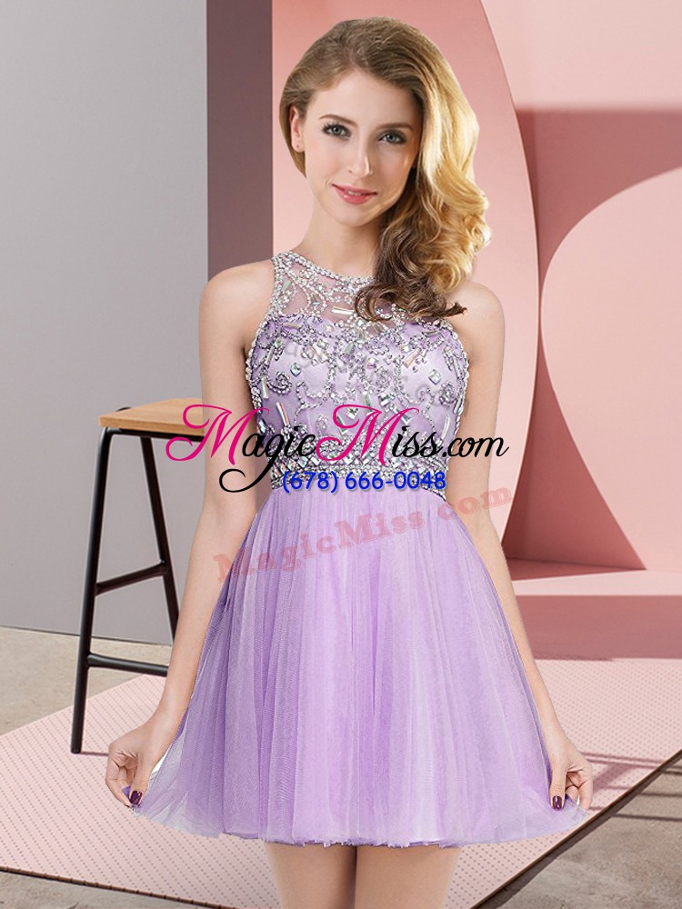wholesale high quality sleeveless zipper mini length beading prom gown