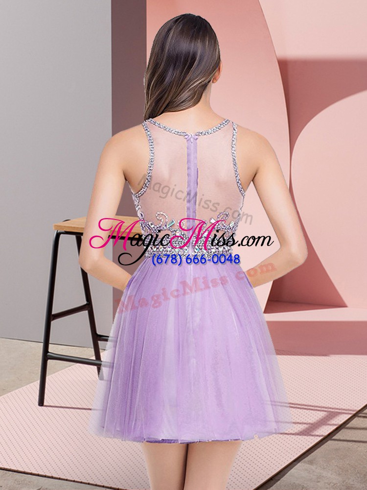 wholesale high quality sleeveless zipper mini length beading prom gown