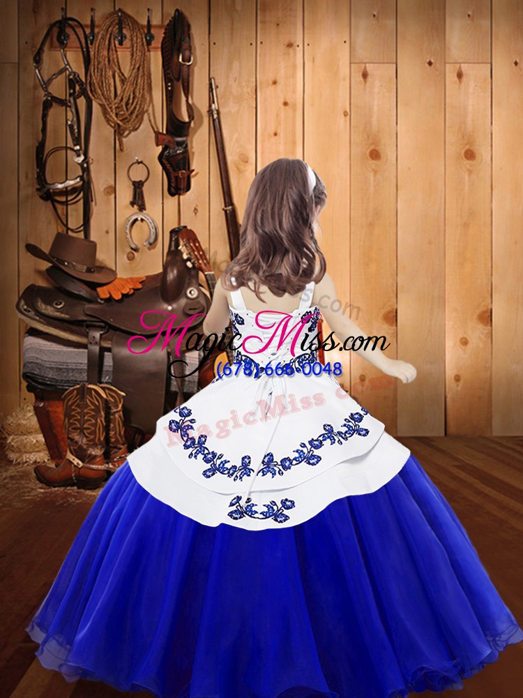 wholesale perfect organza sleeveless floor length kids pageant dress and embroidery