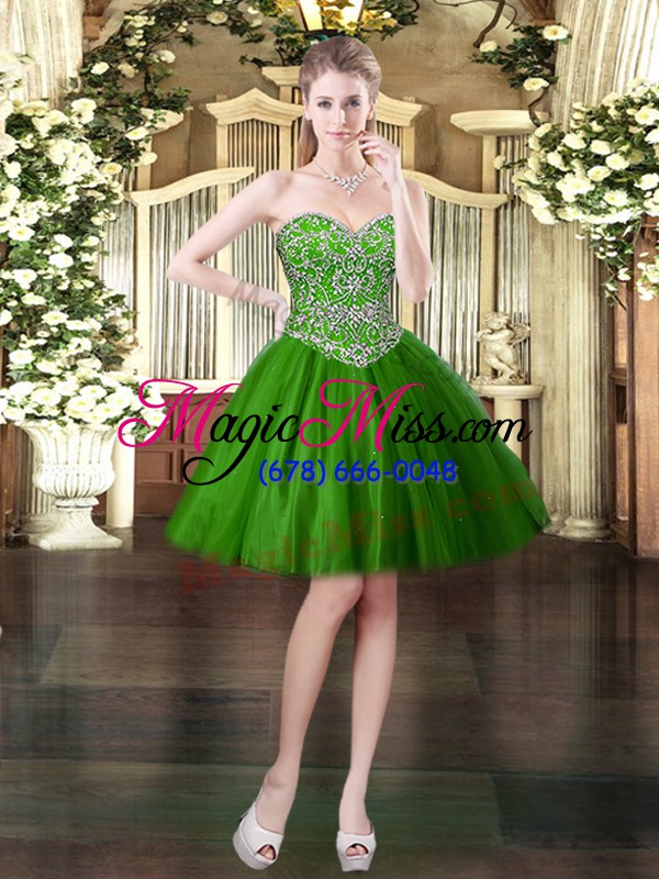 wholesale latest dark green lace up quince ball gowns beading sleeveless floor length