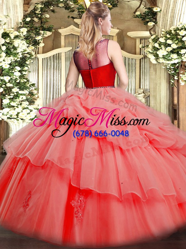 wholesale sleeveless zipper floor length beading and pick ups quinceanera gowns