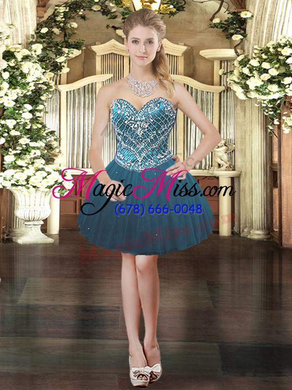 wholesale dazzling teal sleeveless tulle lace up vestidos de quinceanera for military ball and sweet 16 and quinceanera