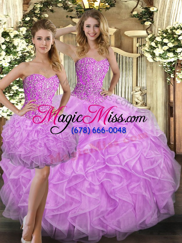 wholesale colorful ball gowns quinceanera gowns lilac sweetheart tulle sleeveless floor length lace up