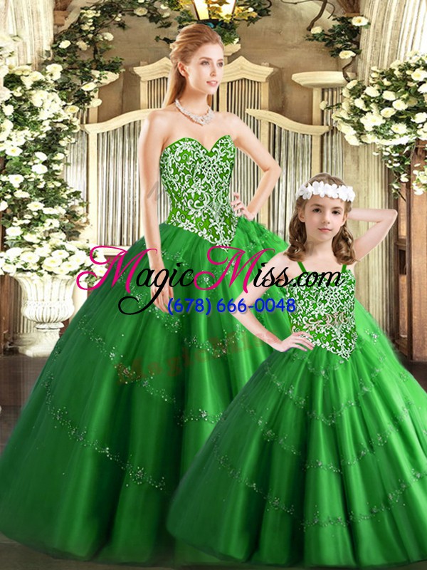 wholesale beautiful sweetheart sleeveless tulle 15 quinceanera dress beading lace up