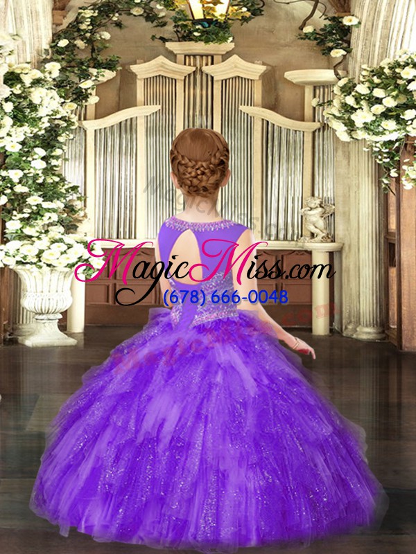 wholesale elegant rose pink sleeveless tulle lace up little girl pageant gowns for party and quinceanera