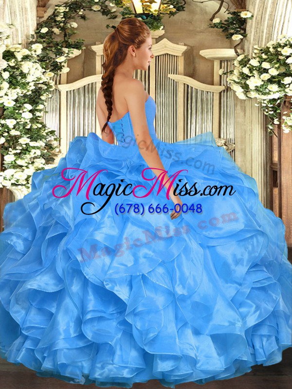 wholesale sweet sleeveless beading and ruffles lace up ball gown prom dress